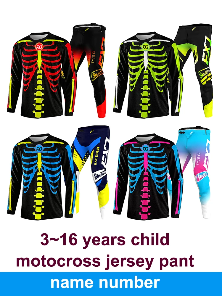 

child motocross gear set racing suit Enduro cross boy girl baby Off-road MX MTB 5 6 7 8 9 10 year Motorcycle kids Pink black
