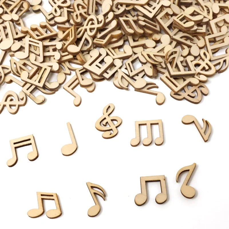 100 Stück/Packung 15 mm Musiknoten-Holzscheiben für DIY-Bastelbedarf, Heimdekoration, Brettspiele, frühkindliche Bildung