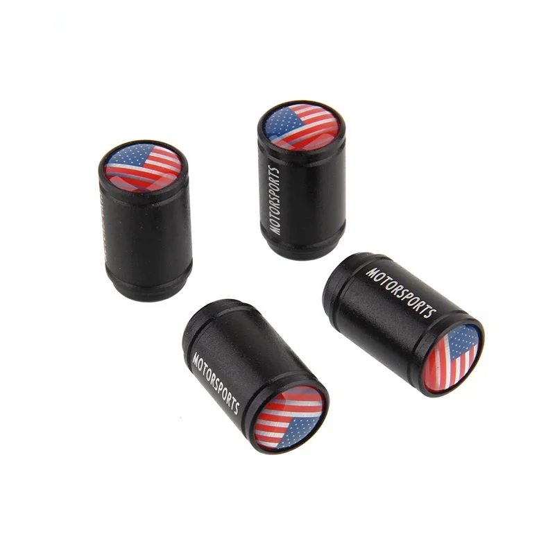 

4 Pcs America USA Tire Valve Caps American Flag Logo Car Tire Valve Cap Dust Caps for Car Motorsports Bicycle Wheel Accessories