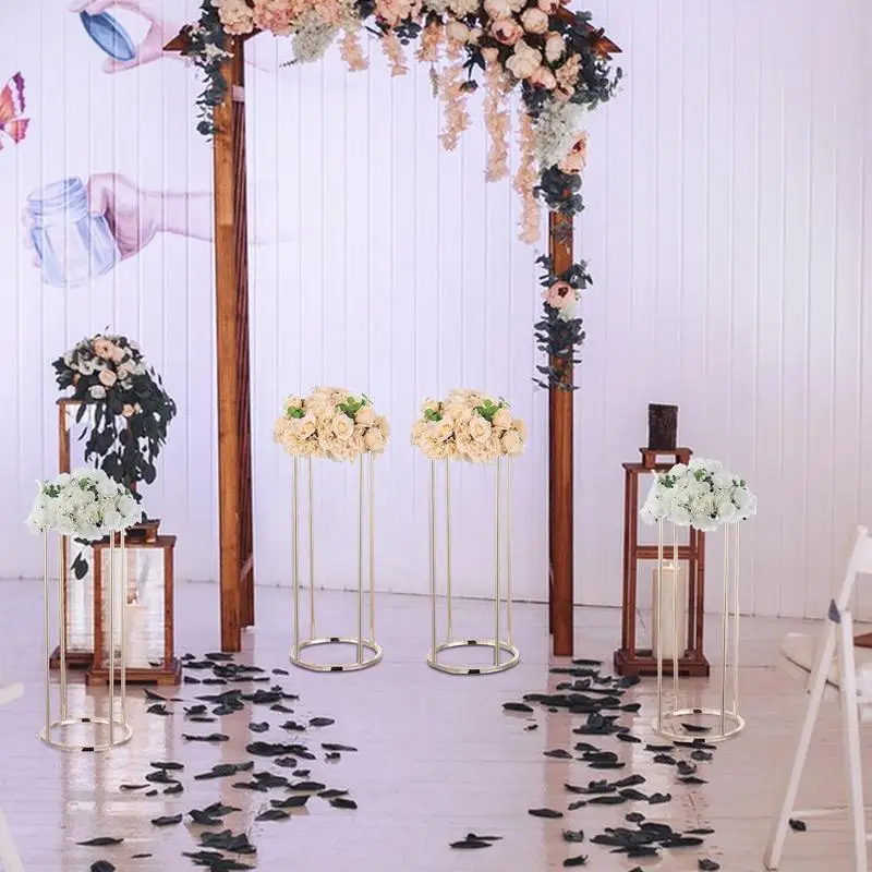 

Wedding Metal Flower Stand 10pcs Elegant Vase Centerpiece Wedding Metal Column Flower Display Rack Floor Vase Geometric Floral