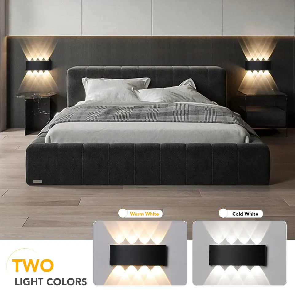 Aluminum LED Wall Lamp Waterproof IP65 110V 220V Outdoor Garden Lights Interior Wall Light for Bedroom Living Room Lighting 4