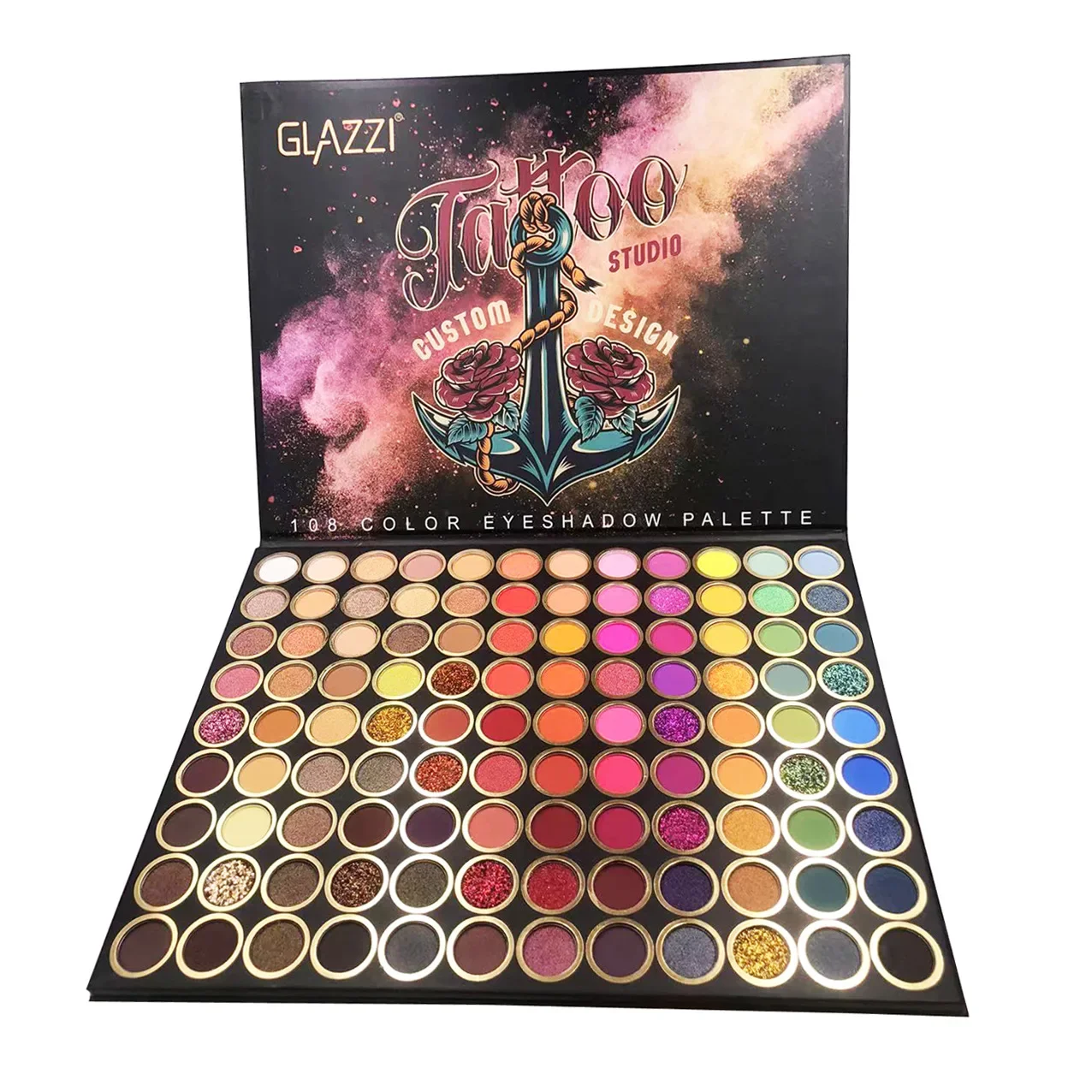 Paleta de sombras de ojos de Brasil, 108 colores, polvo prensado pigmentado, brillo mate, paleta de sombras de ojos para fiesta de escenario, cosméticos