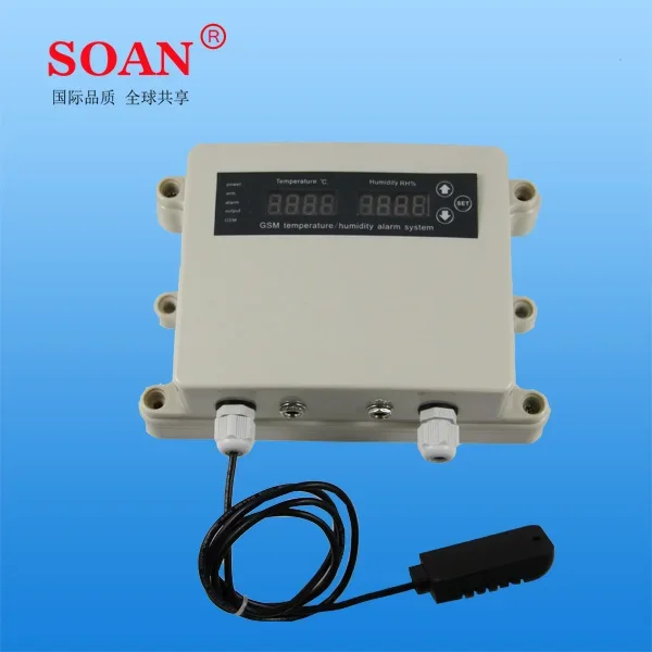 Digital Humidity and Temperature Monitor Alarm System with Built-in Humidity Sensor Probe, GSM Temperature Monitoring