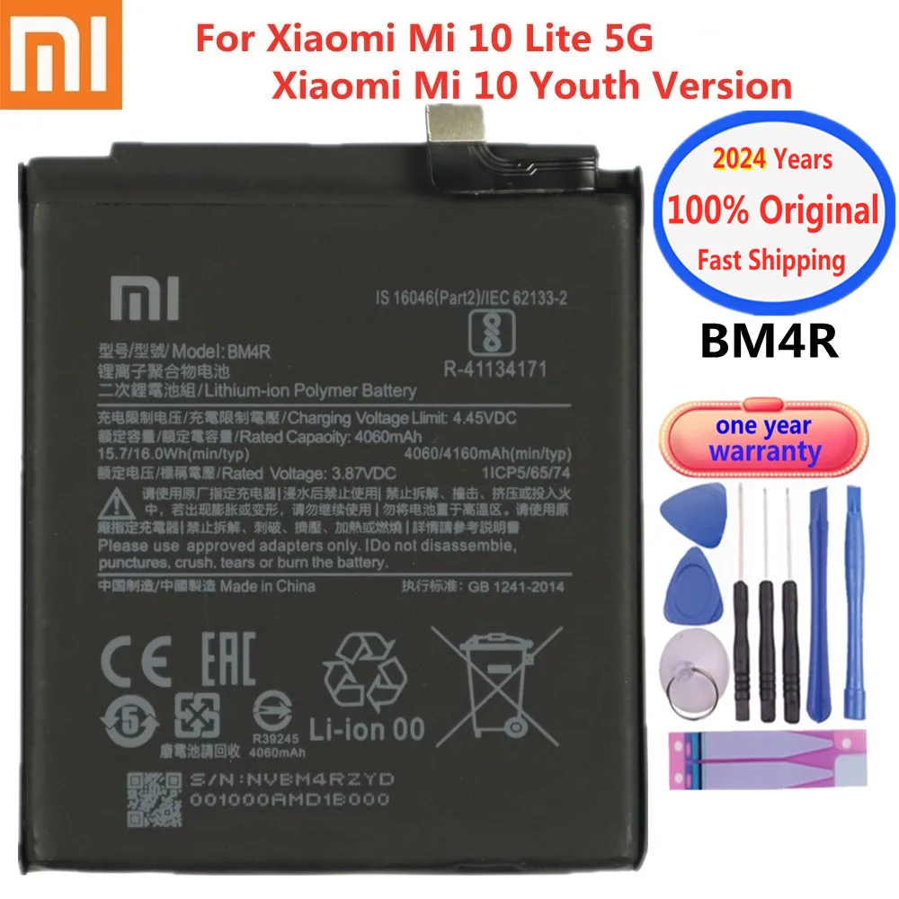 2024 Years Xiao Mi Original BM4R Battery For Xiaomi Mi 10 Lite 5G / Mi 10 Youth Version 4160mAh Phone Battery Bateria + Tools