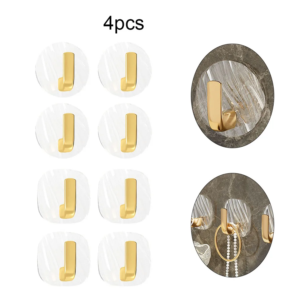 4PCS Acrylic Hanging Hooks For Wall Hanging Hook Bathroom Luxury Adhesive Waterproof Holder Hook Towel Holder Acrylic Organaizer