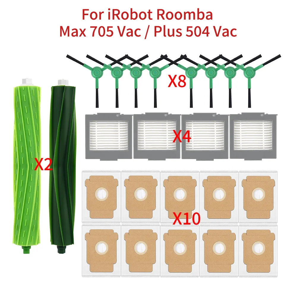 Roller Side Brush Filter Dust Bag For iRobot Roomba Max 705 Vac Plus 504 Vac Vacuum Cleaner Replacement Parts Kit Stable Quality