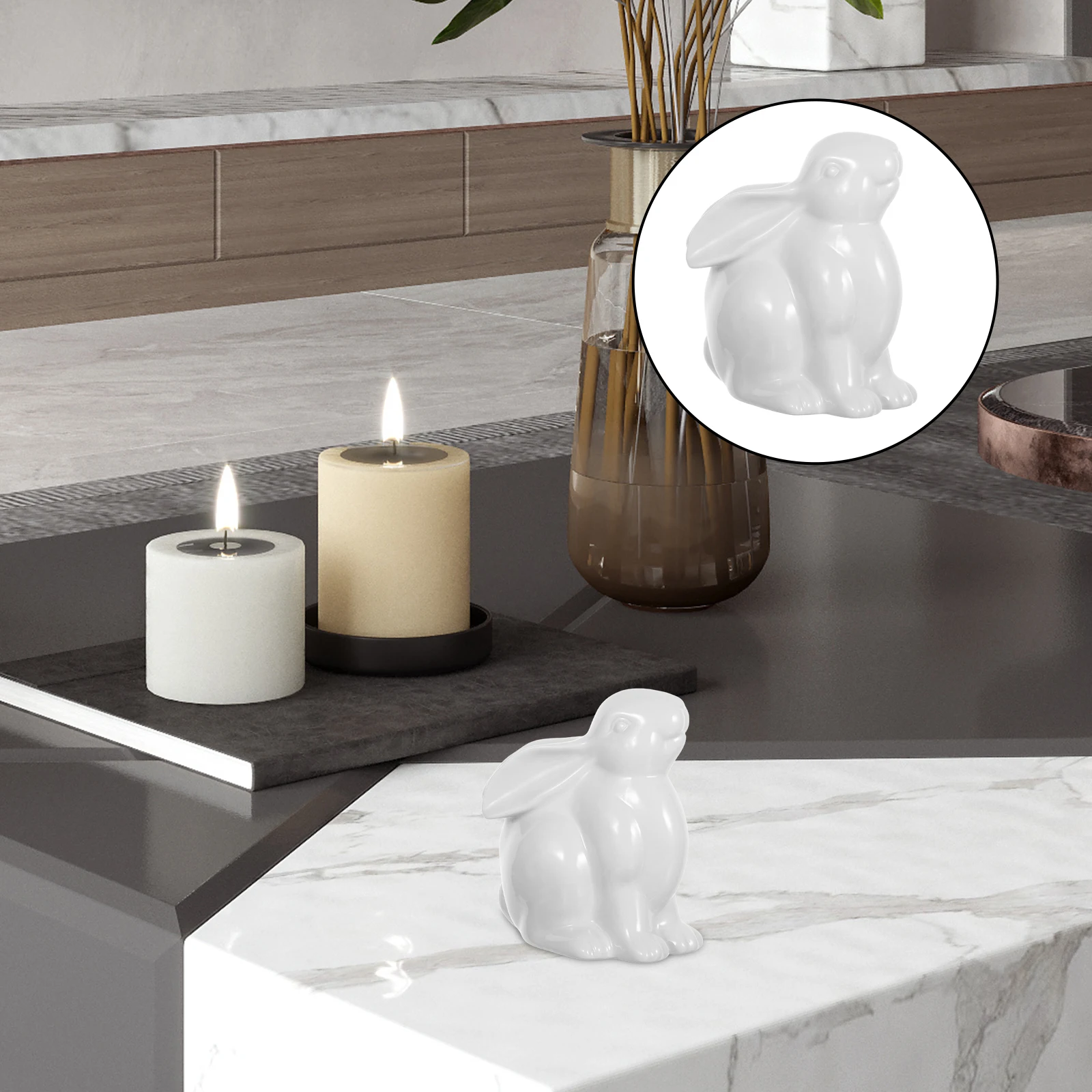 

Ceramic Rabbit Decoration 12x6.5x13cm Cute Home Ornaments Living Room Cabinet Crafts Ornament Rabbit