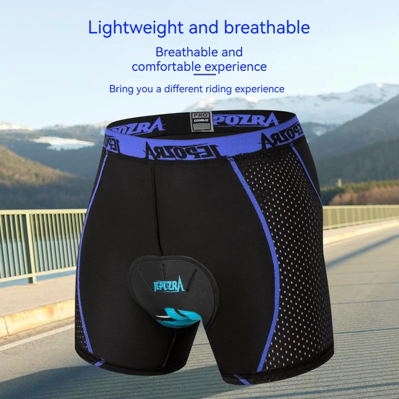 JEPOZRA Breathable Cycling Shorts for Men, 4D Gel Pad, Shockproof Bike Panties, Mountain Bike, Road Bike Underwear