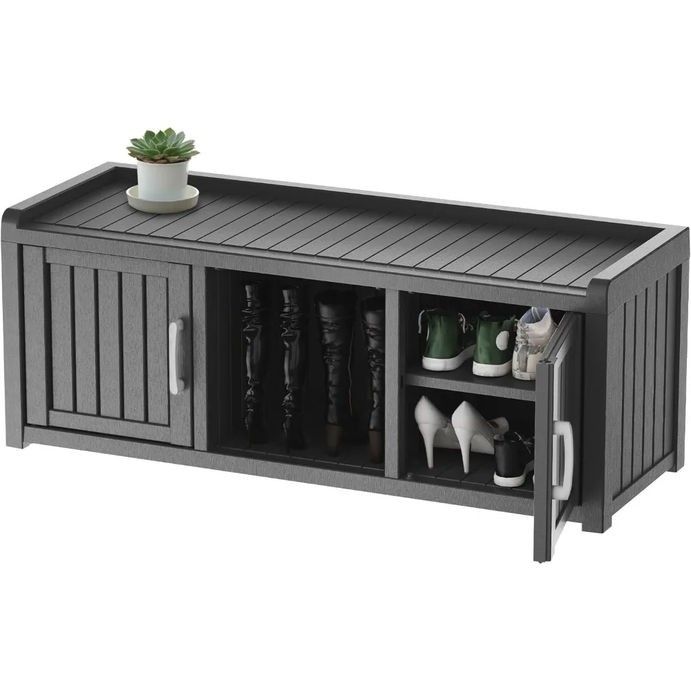 

Shoe Storage - Resin Shoe Storage Cabinet, Slim Shoe Organizer for Closet & Entryway Bench for Front Door Entrance