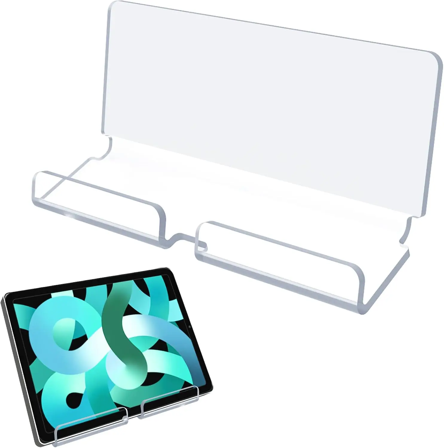 

Acrylic Tablet Wall Mount Holder, Hands-Free for Smartphones, Tablets, eReader, Clear & White
