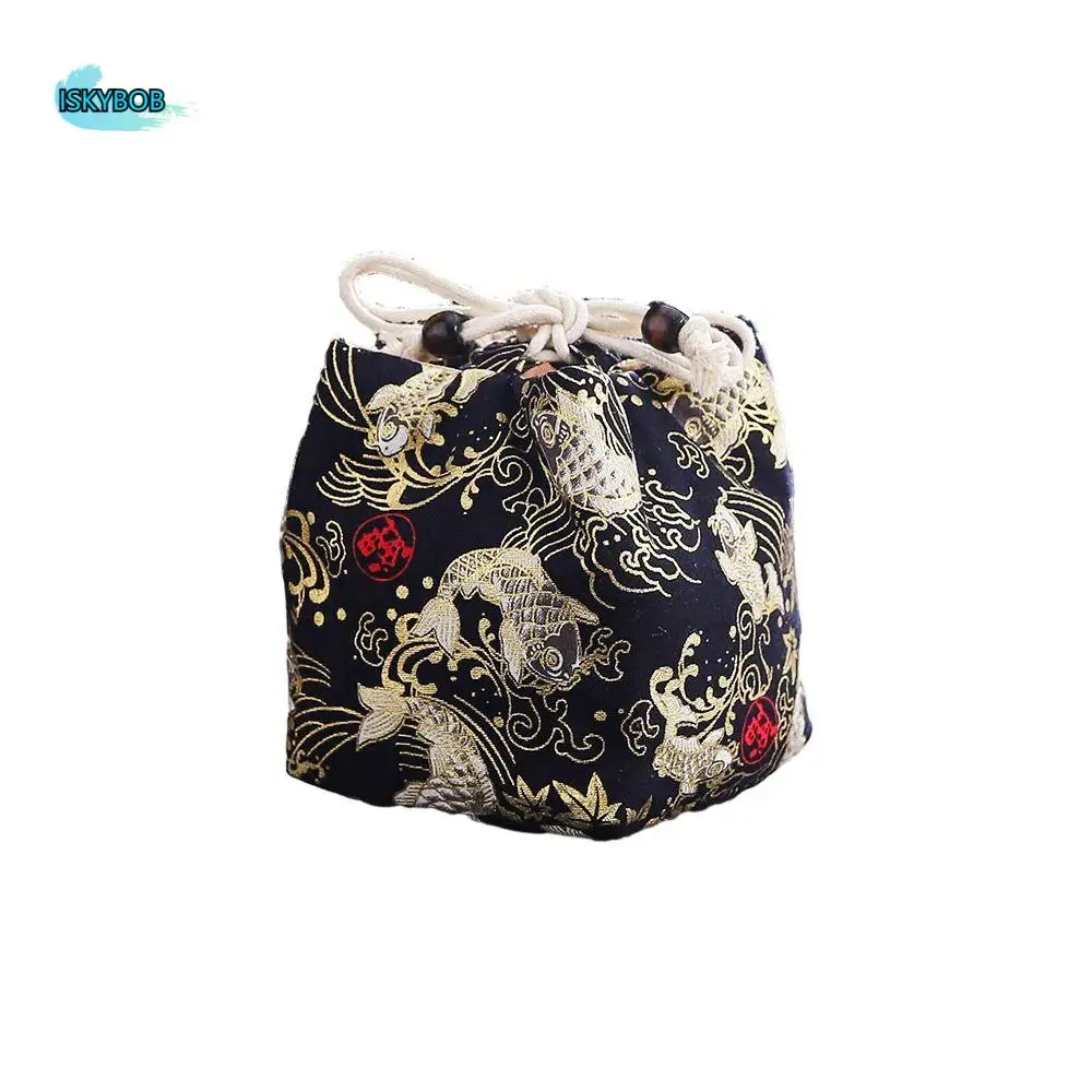 

Canvas Flower Drawstring Bag Cloud Dragon Chinese Style Handbag Bucket Bag Large Capacity Square Flower Wrist Bag Streetwear