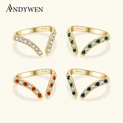 ANDYWEN 925 Sterling Silver Colorful Zircon CZ Resizable Open Ring Women Tiny Irregular 2024 Party Luxury Wedding Fine Jewelry