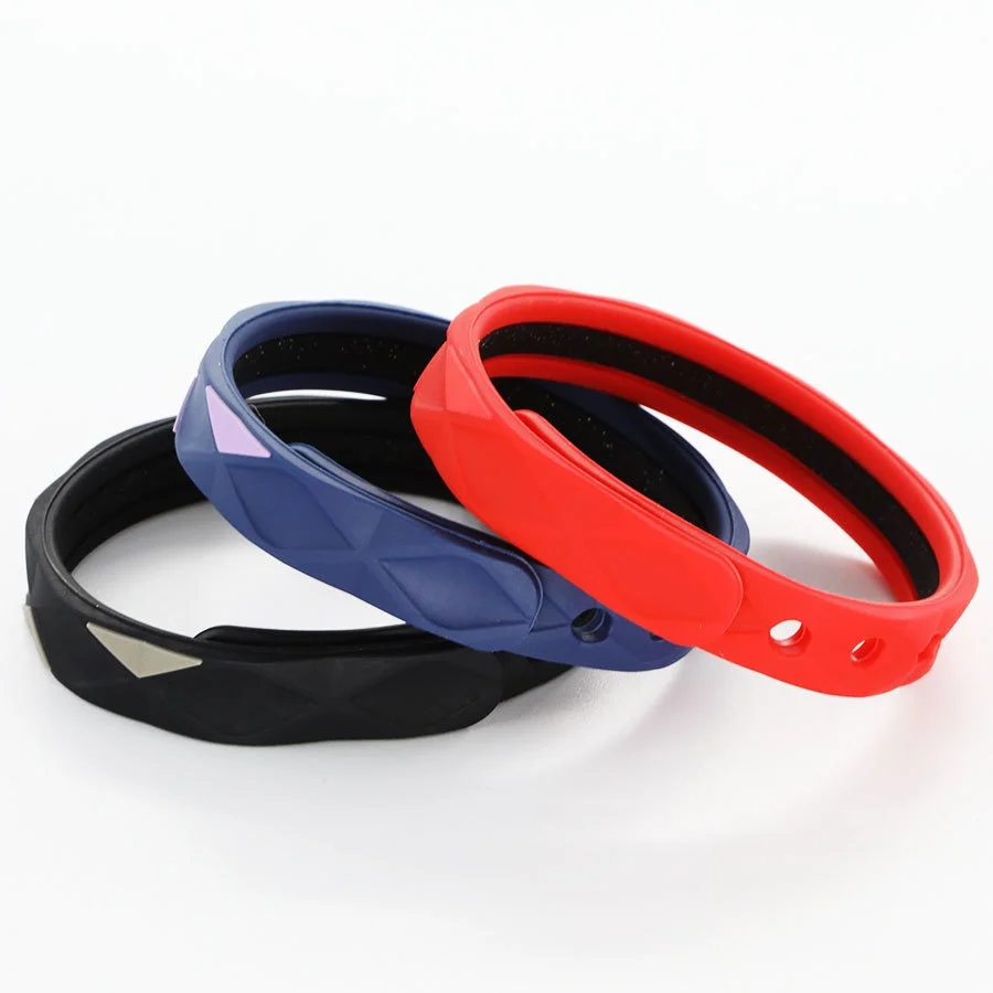 Pulsera de silicona tridimensional ajustable con iones negativos, antiestática y antiagua, producto de seguridad sólido simple