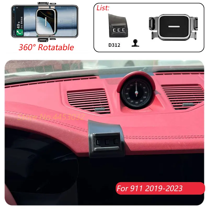 1 Suit Car Phone Holder For Porsche 911 2019-2023 Air Outlet Rotatable Stand Mounts One-handed operation Bracket Accessories