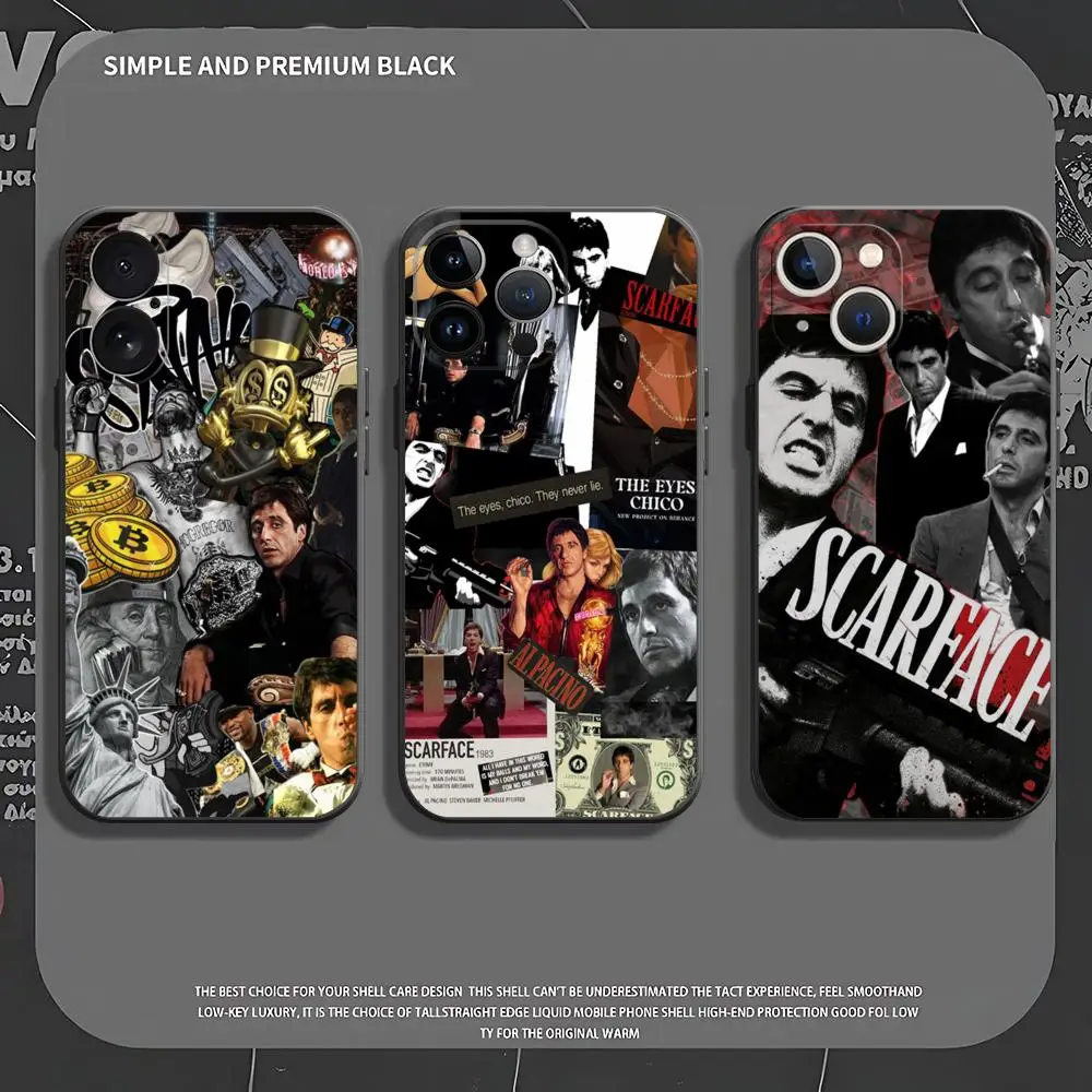 Чехол для телефона Film Scarface Al Pacino Movie для iPhone 16 16e 15 14 13 12 11 XS XR Plus Mini Pro Max Мягкий черный противоударный чехол