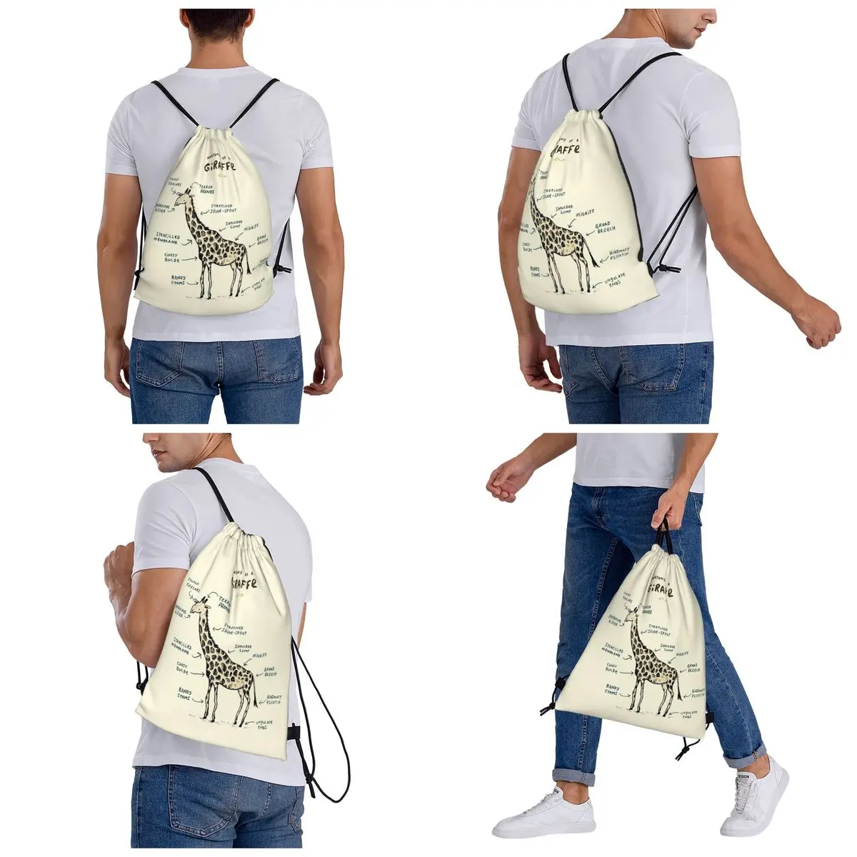 Anatomy Of A Giraffe Backpacks Fashion Portable Drawstring Bags Sundries Bag Book Bags For Travel School