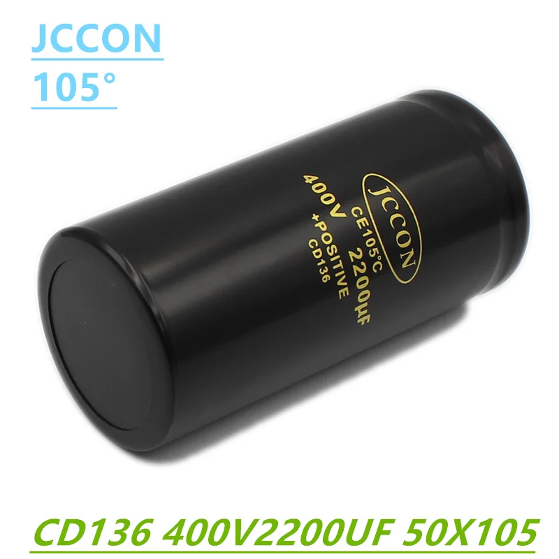 JCCON 400V2200UF MFD Aluminum Bolt screw Audio Filtering Electrolytic Capacitor 105 ℃ 50x105mm CD136 Inverter Elevator Capacitor