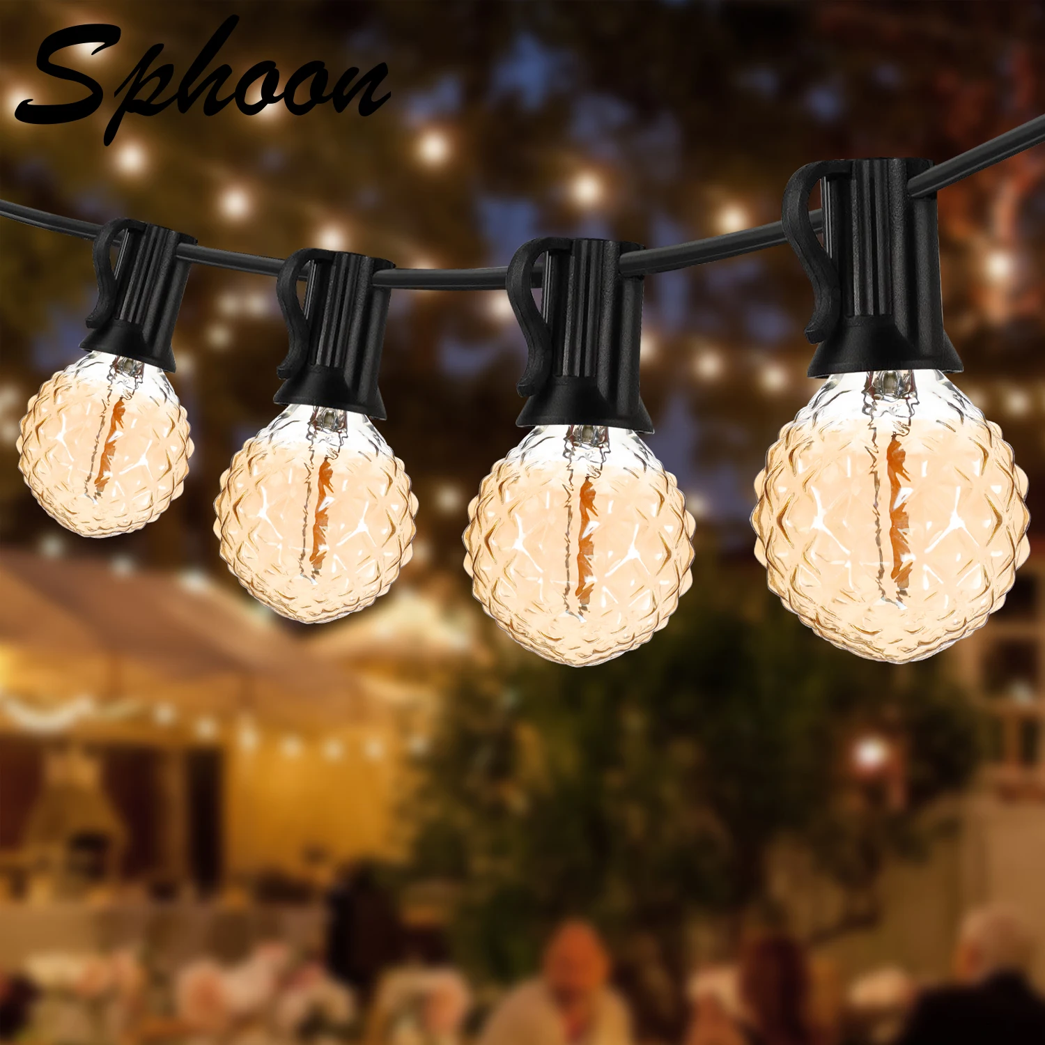 25FT 65FT Diamond Shaped G40 Led Outdoor String Light 110V 220V Dimmable Connectable Patio Party Decor Garland Fairy Light Chain