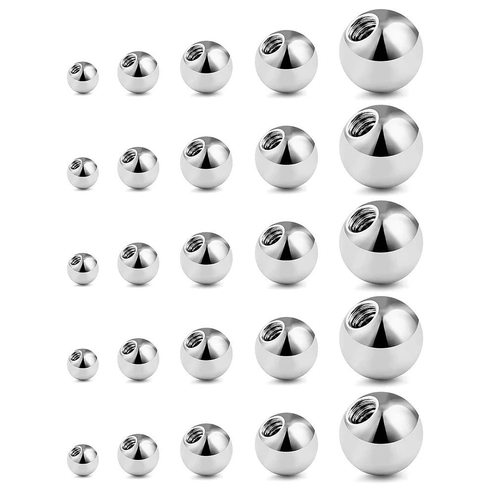 25pcs Replacement BALLS Different Sizes Labret Barbell Bar Horseshoe Piercing Attachments 14g 16g Stainless Steel Body Jewelry