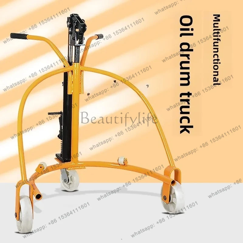 Manual Hydraulic Oil Drum Truck  Iron Drum Plastic Drum Bite Forklift Loading and Unloading Truck Displacement Trolley