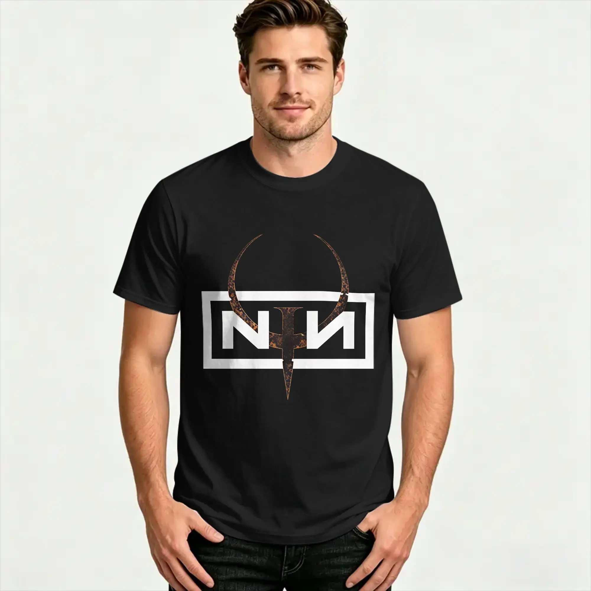 Quake + Nin 30Th Nine Inch Nails T Shirt  Leisure T Shirts Short-Sleeve Vintage Tshirt Summer Cotton 4XL 5XL 6XL Clothing