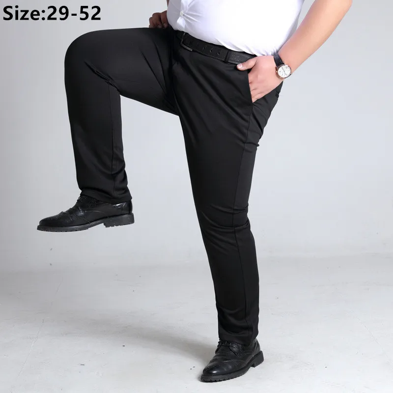 

Suit Pants 150KG Mens Trousers Black Blue Work Plus Size Formal Elastic Straight Business Male Oversized 48 50 52 Office Clothes