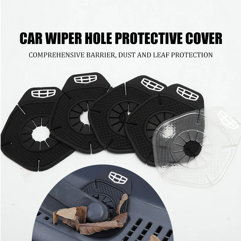2Pcs Car Windshield Wiper Hole Protective Cover For Geely Coolray Azkarra Emgrand Tugella Silicone Dustproof Pad Anti Leaves Rus