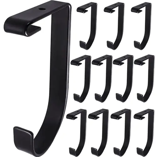 

12-Pack Black Alloy Steel Heavy-Duty Flat Hooks For Garage Ceiling Racks And Wall Shelving Systems
