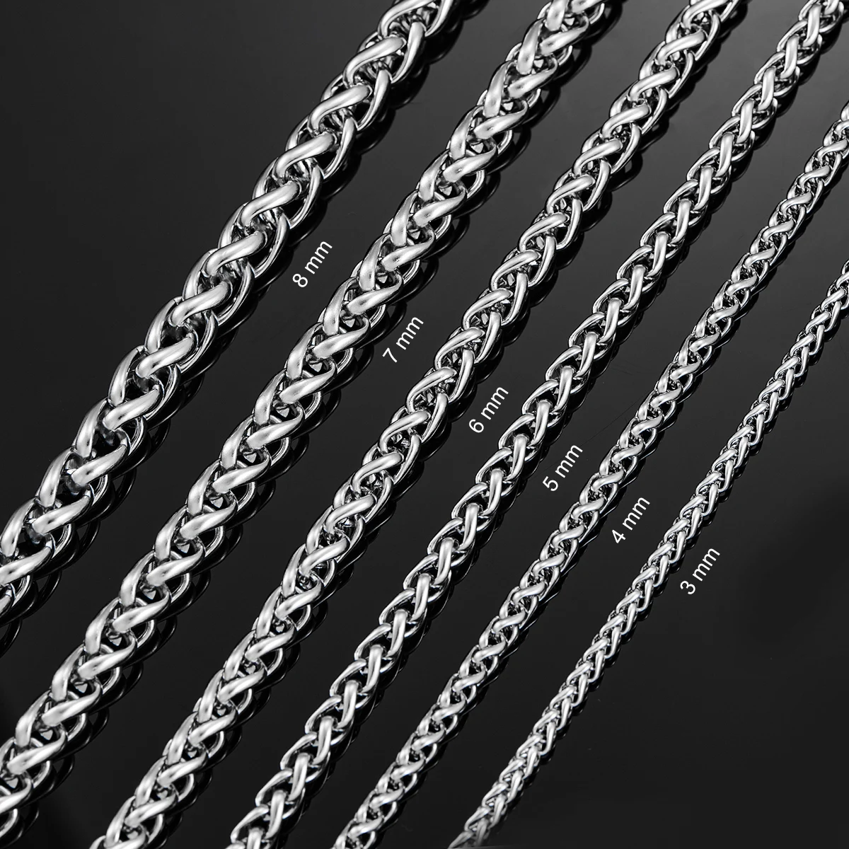 3mm/4mm/5mm/6mm/7mm/8mm Stackable Chain Stainless Steel Link Classic Curb Necklace for Men Women Jewelry 14 to 40 Inches