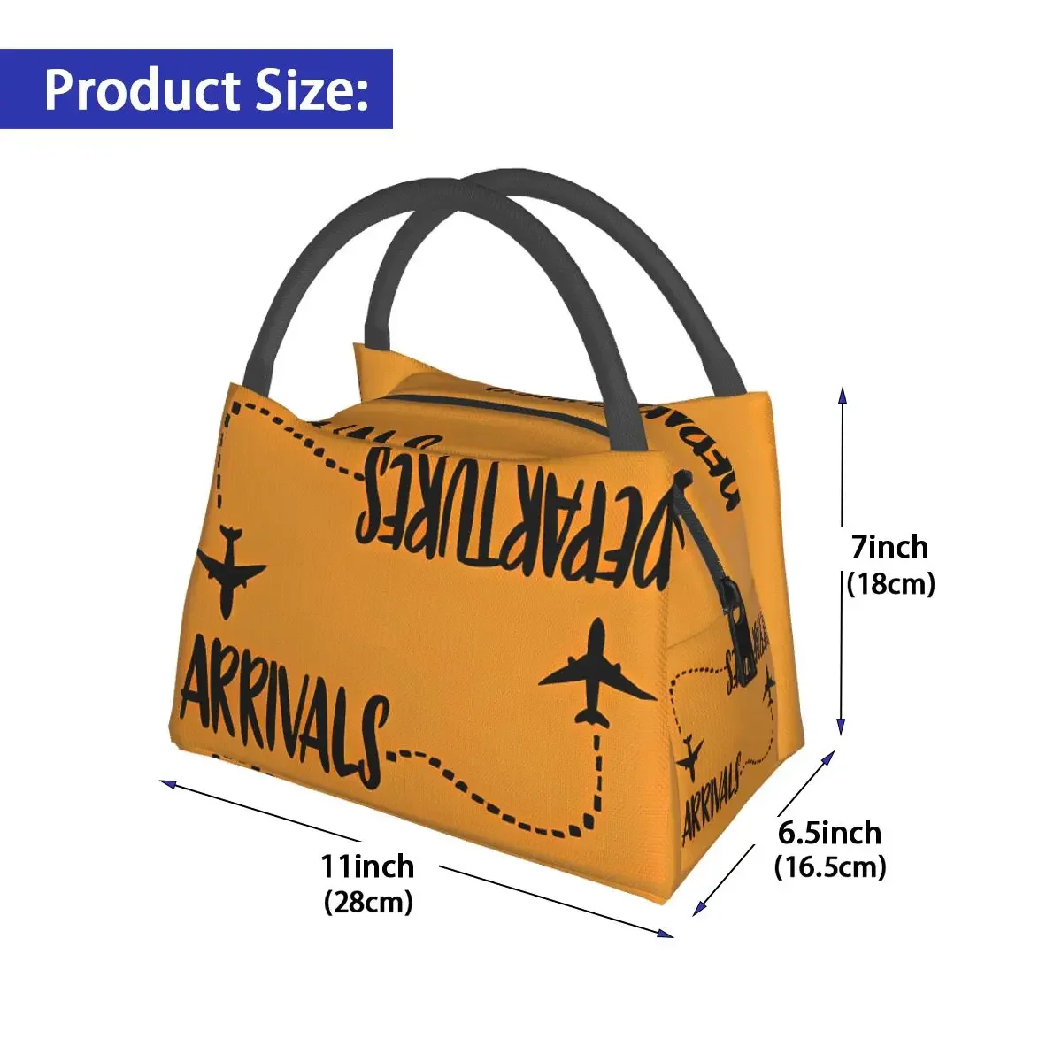 Bolsa de almuerzo para avión, fiambrera informal de aviación, bolso de mano térmico portátil para Picnic, diseño gráfico