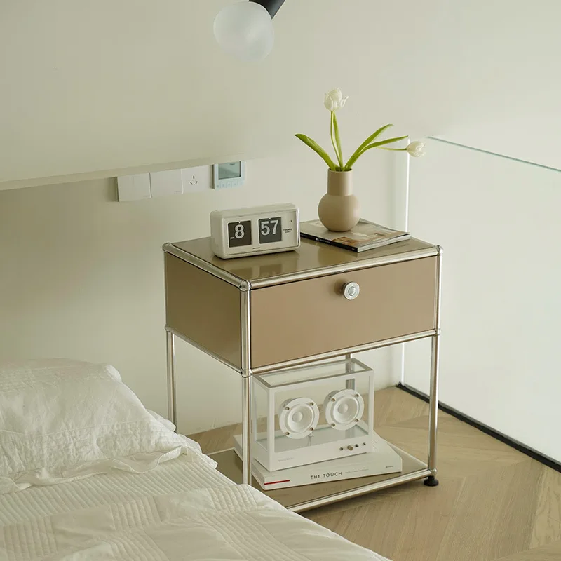 USM-Table de oral et Médiévale Moderne et Minimaliste avec Cadre en Acier Inoxydable, Meuble de Rangement pour TV et Chambre à Coucher