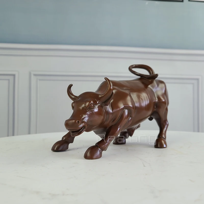 Bronze Bull Statue Bronze Wall Street Bull Sculpture Antique Animal Art Figurine For Home Office Interior Decor Luxury Ornament