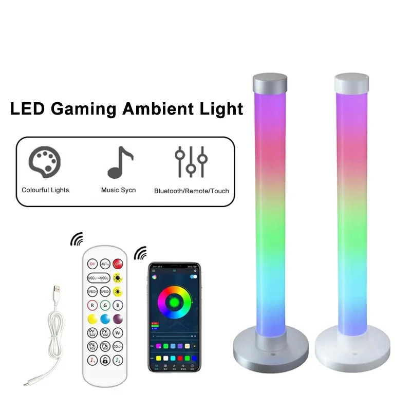 

Smart RGB Ambient Pickup Voice Activated Rhythm Light Touch Bluetooth Control LED Night Lamp for TV Compute Gaming Desktop Decor