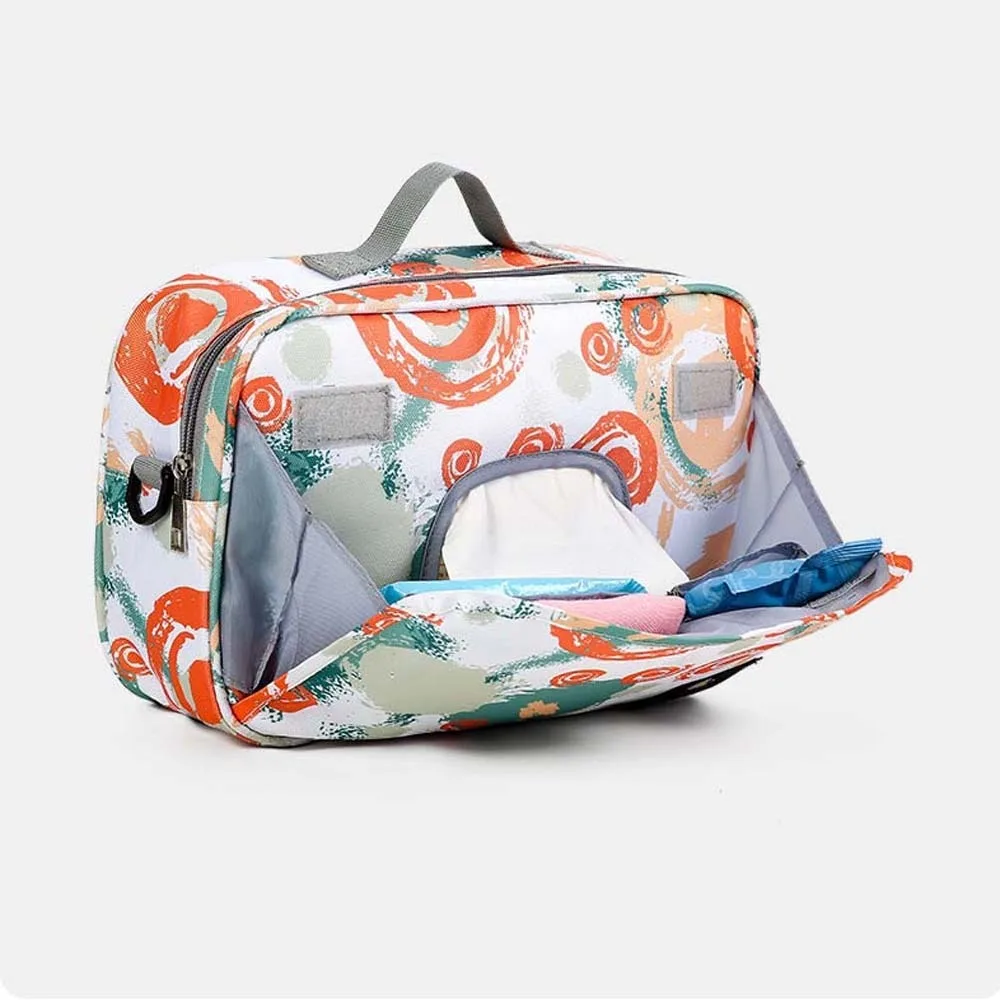 Портативная мягкая сумка для хранения подгузников, утолщенный нейлоновый органайзер для мамы, многослойная сумка для макияжа с принтом, женская сумка