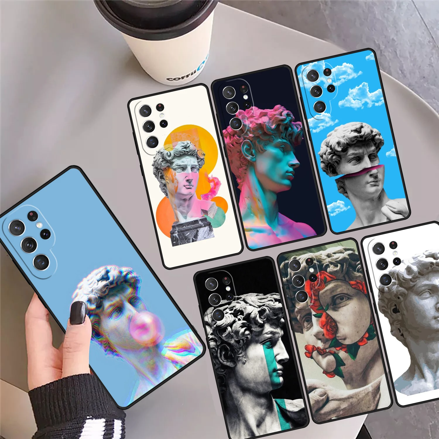 

David Statue Abstract Art Phone Case Cover For Samsung Galaxy S24 S25 Ultra S23 S22 Plus S21 FE S20 Note 10 20 Pro