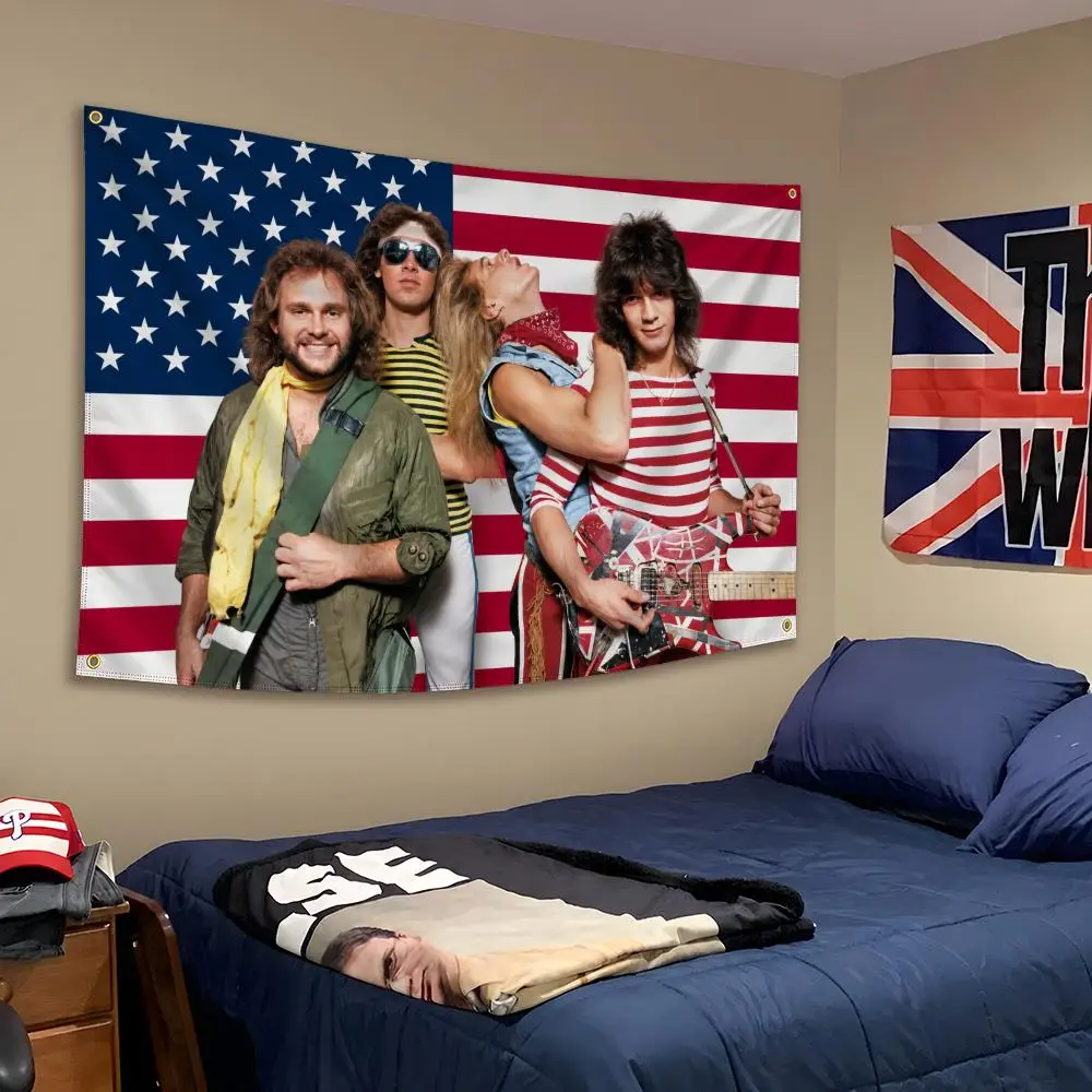 Band Van Halen Eddie 1984 Jump Eruption Flags Banner Wall Hanging Decor Personality For Party Bedroom Outdoor Hogar Bedside