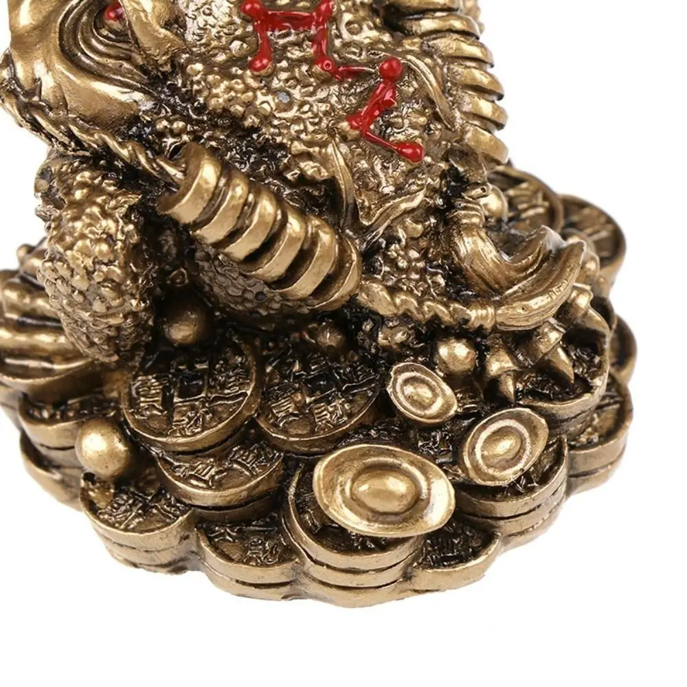 عملة فنغ شوي الصينية الذهبية الضفدع ، زينة الثروة النقدية الراتنج ، زخرفة الطاولة ، هدية الحظ ، المنزل والمكتب #4