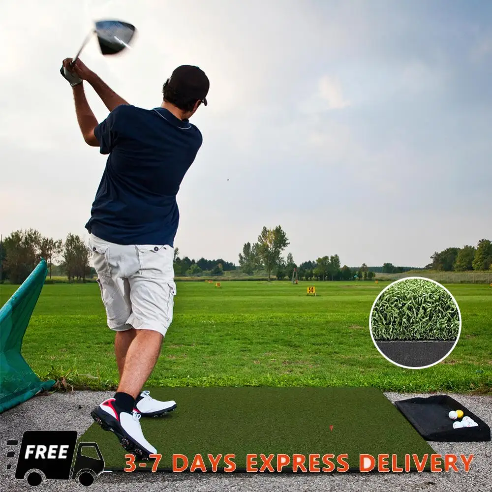 

Утолщенный коврик для гольфа 5x5 футов, 35 мм, искусственный тренировочный коврик для ударов для заднего двора/гаража/тренажера/симуляторов