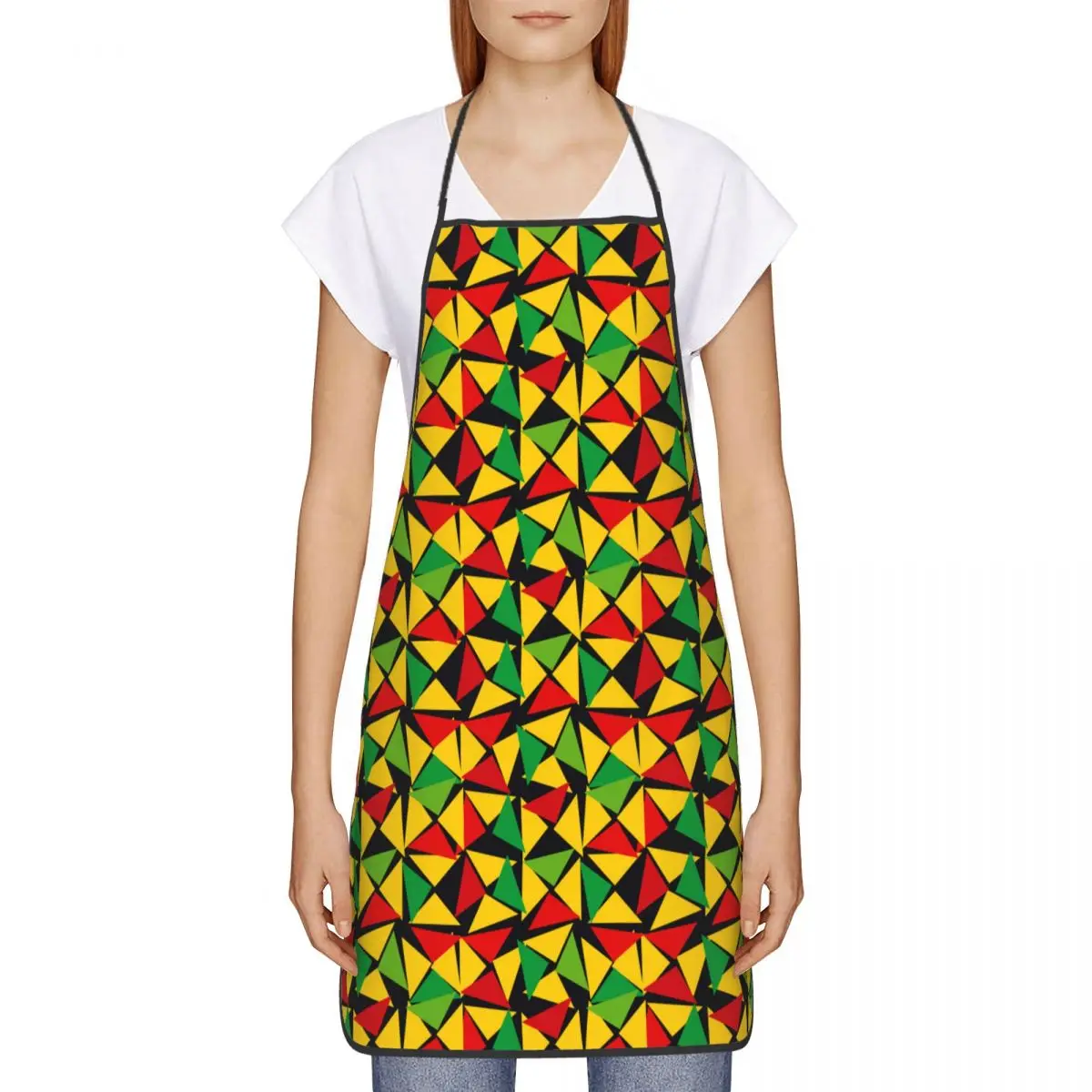 Custom Classic Jamaica Reggae Music Bib Apron Women Men Unisex Kitchen Chef Rasta Stripe Tablier Cuisine for Cooking Baking