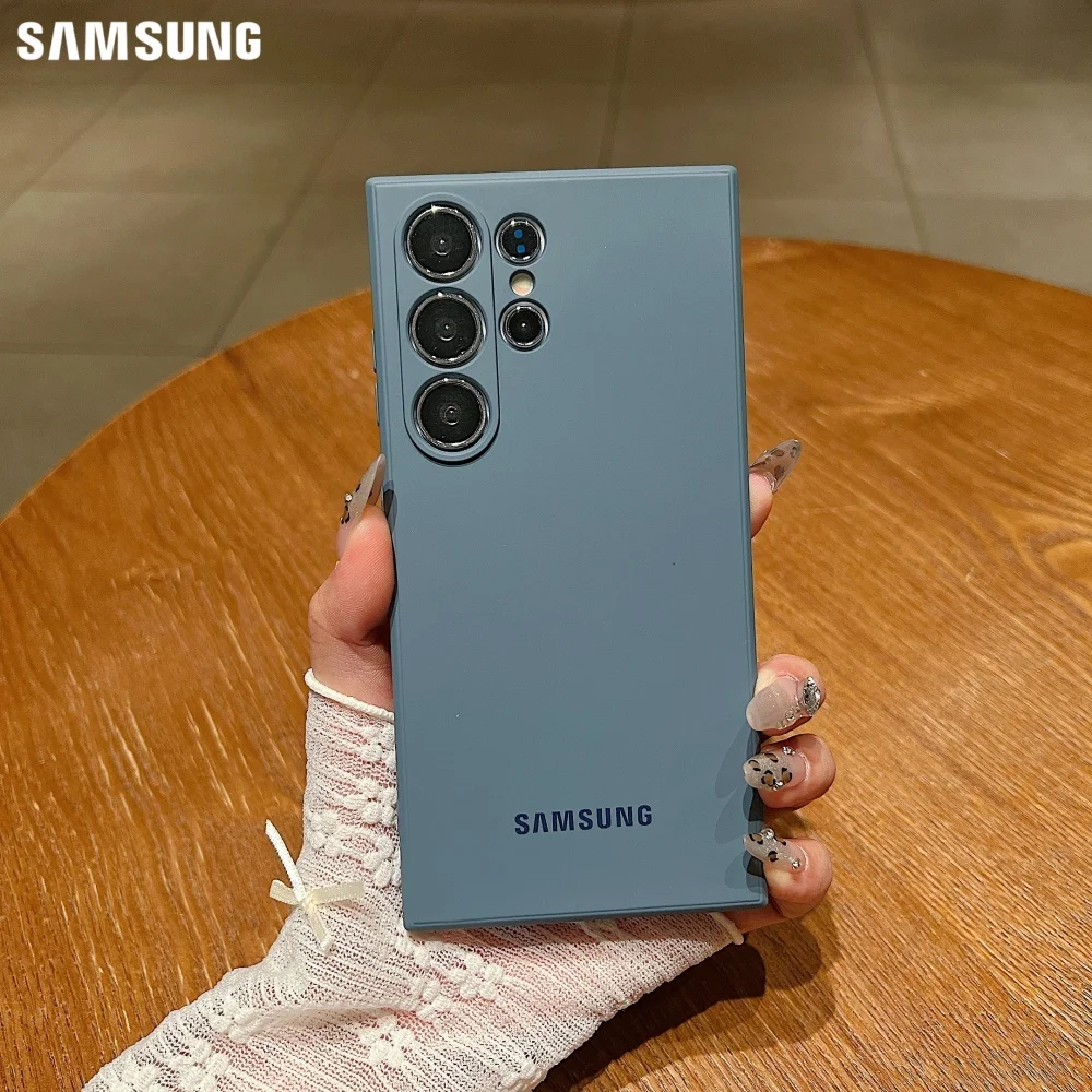 Neue Samsung S26 S25 S24 Ultra S23 FE S22 S21 Plus A56 Anti-Sturz-Hülle Original Flüssigsilikon Dünne Einfarbige Panzer-Handyhülle