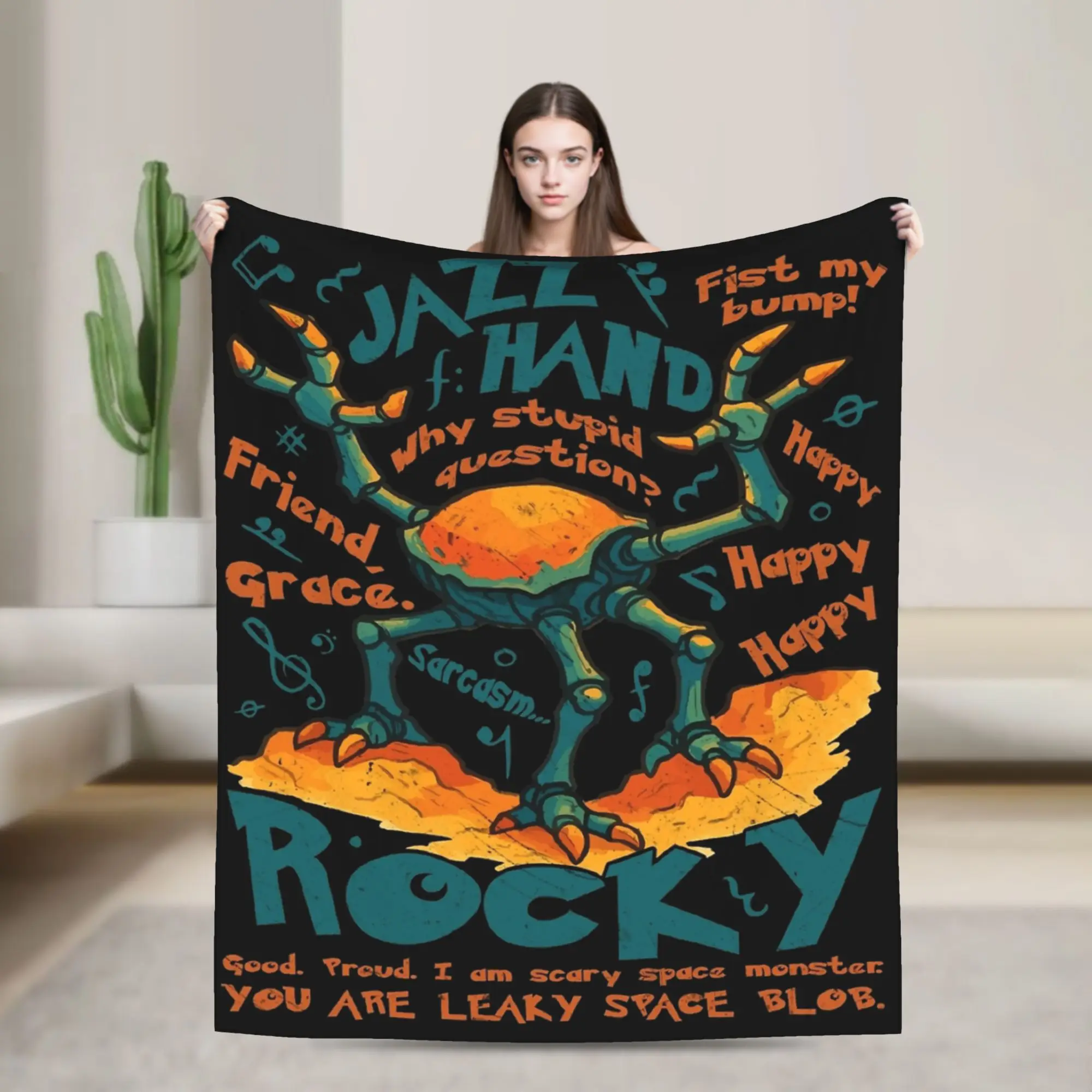 Jazz Hand Rockys Amaze Project Hail Mary Knitted Blanket Flannel  Warm Throw Blankets for Bedding Couch Bed Rug