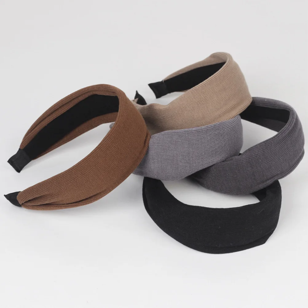 

Wide Brim Headband Headdress Hair Hoop Party Press Women Khaki Knitting Headwear