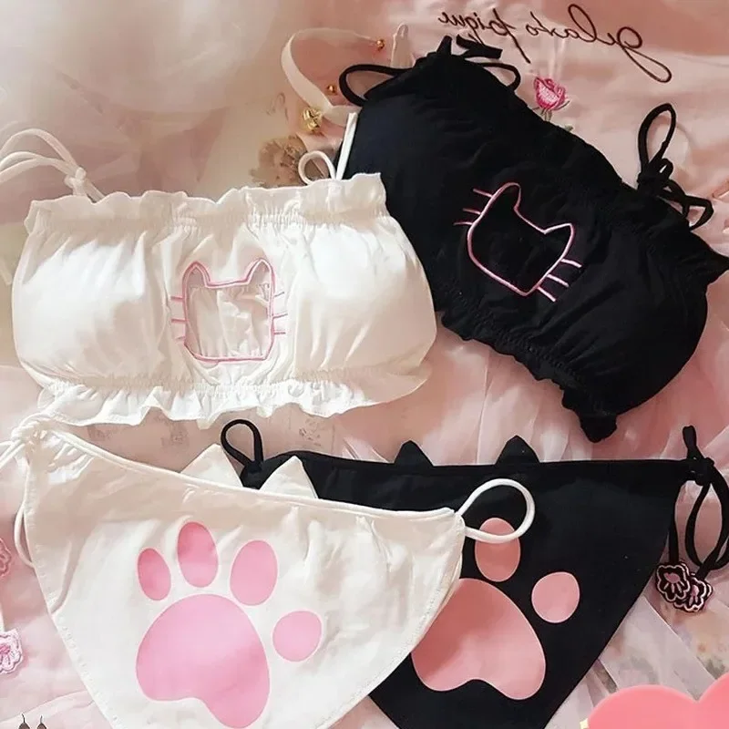 

Аниме Kawaii Lolita Kitty Cat Girl Косплей Костюм Женское Сексуальное Женское Белье Униформа Выдалбливают Бюстгальтер Трусики Шея Кольцо Комплект Ночное Белье