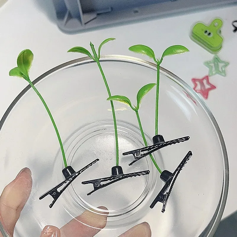 2025 New Simple Korean Green Sprout Grass Hair Clip Plant Bean Hair Cute Hairpin for Women Girls  Hair Plant Accessories Gifts image 2