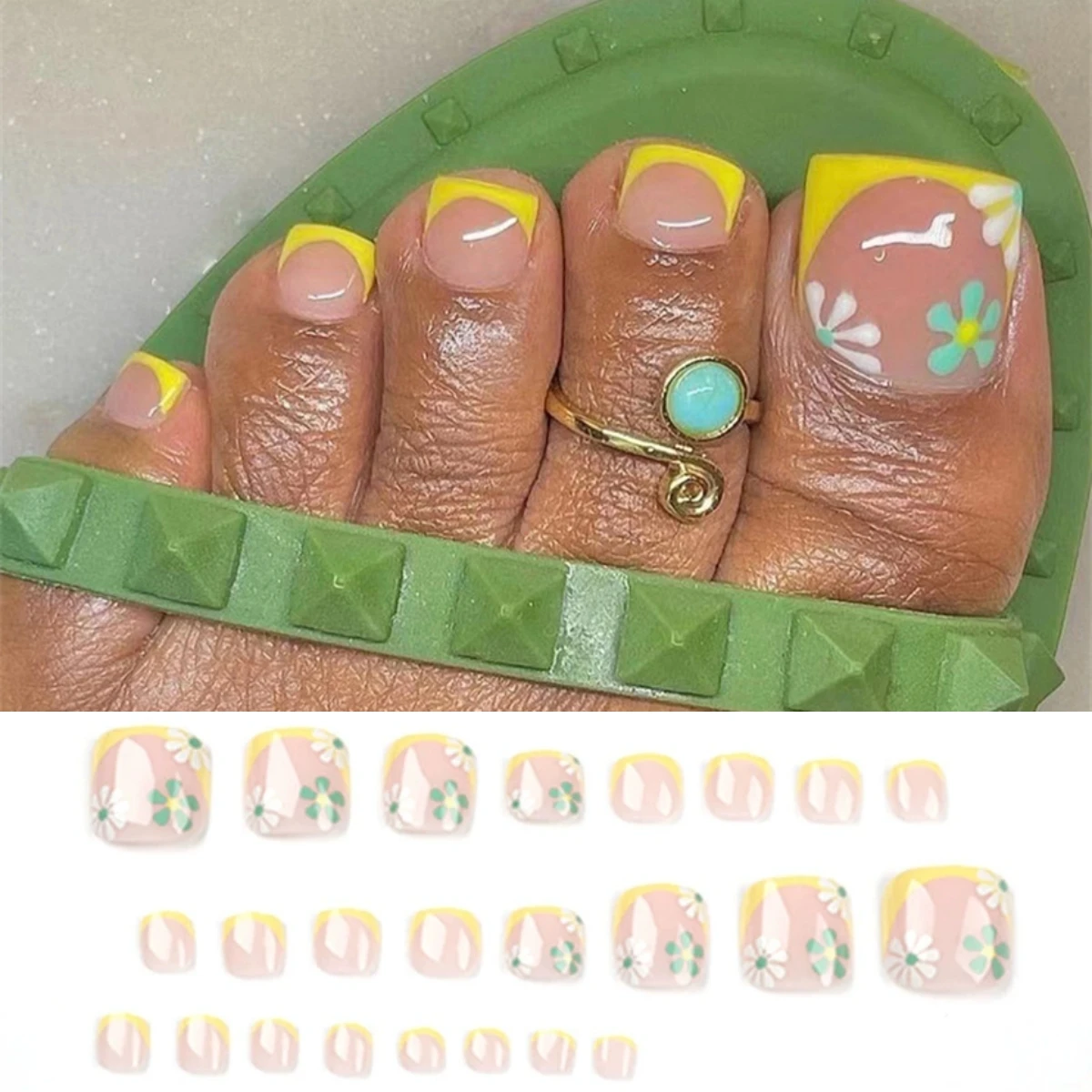 24 pçs/lote fluxo chocolate design acrílico imprensa em unhas brilhantes unhas falsas conjunto wearable curto forma plana unhas falsas arte