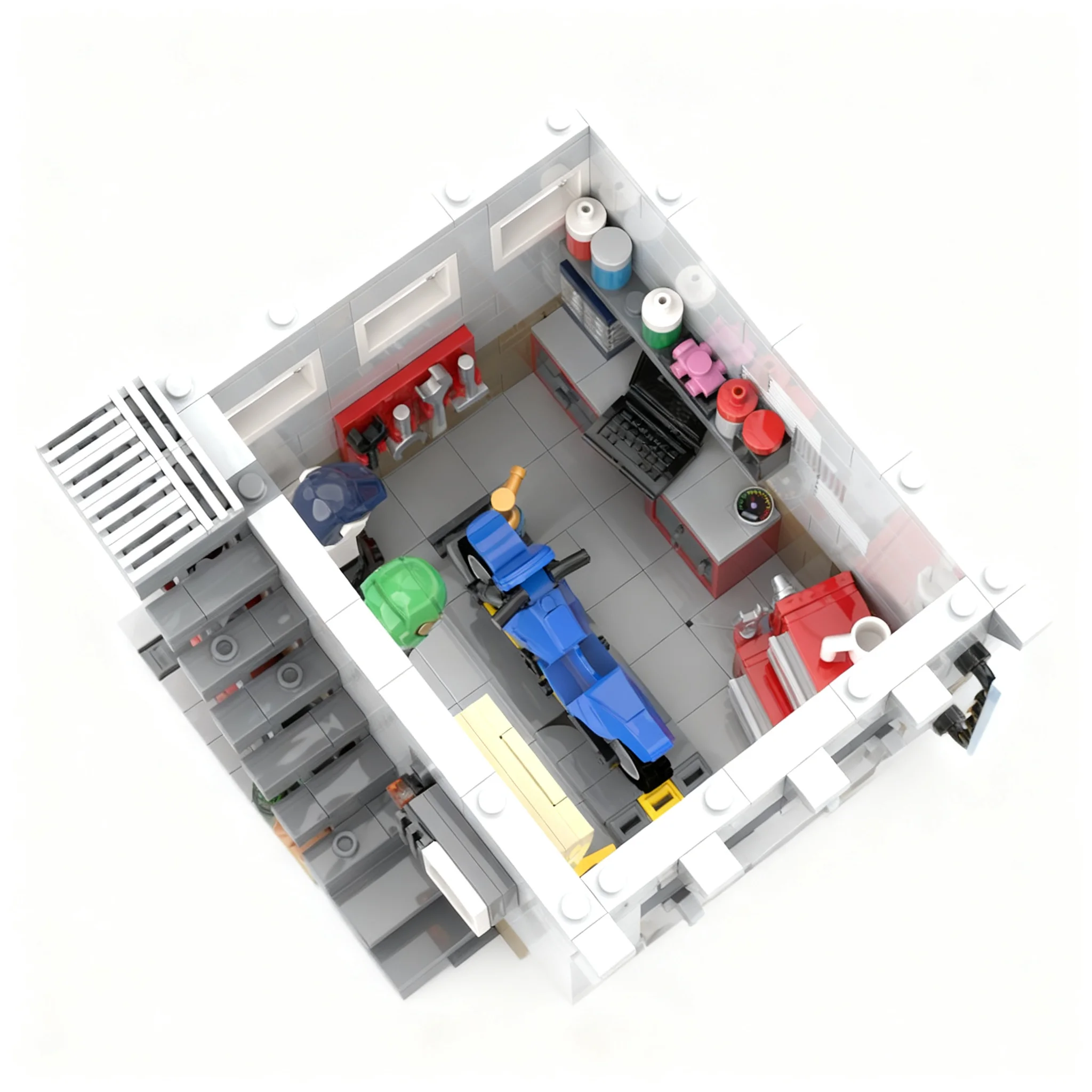 948pcs MOC Cyberpunk Modular - The Motorcycle Workshop Space Model Building Blocks Construction Art Display Idea Education 3D