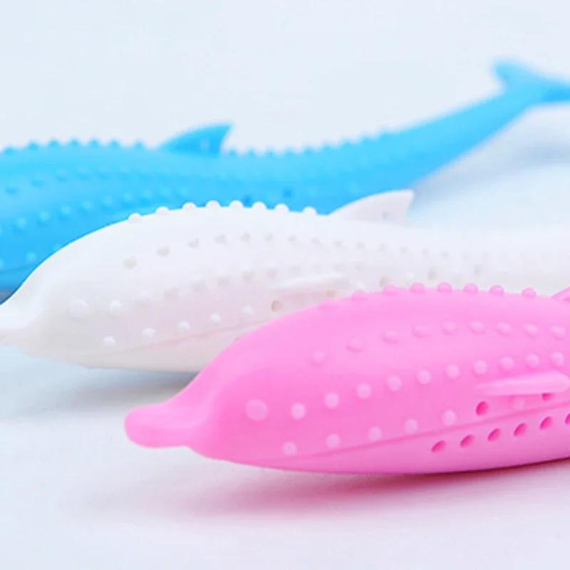 Cat Teeth Brushing Toy Teeth Cleaning Cat Stick Fish-shaped Silicone Toy Chew Resistant Interactive Toys Catnip Pet Supplies