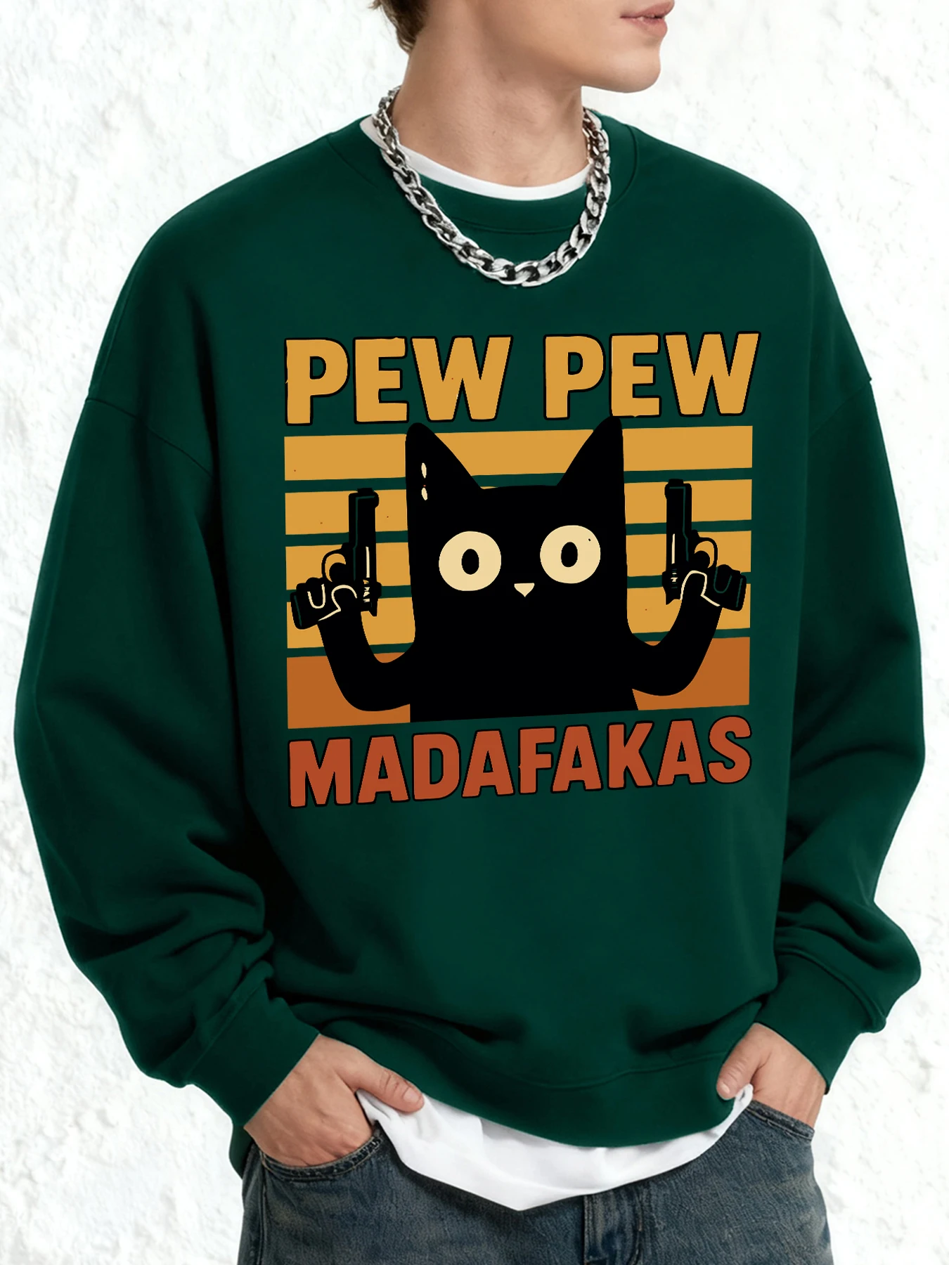 

Толстовка с принтом кошек Pew Pew Madafakas для мужчин, одежда оверсайз с круглым вырезом, повседневный мягкий пуловер, модная одежда унисекс в стиле хип-хоп