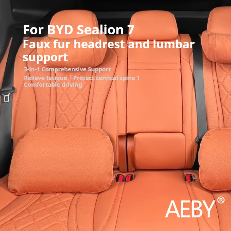 

AEBY For BYD Sealion 7 2024 Ergonomic Headrest and Lumbar Cushion Comfort Auto Interior Accessories Set Pain Relief Comfort