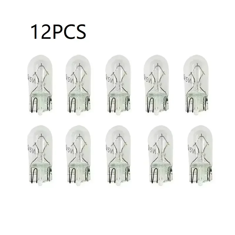 12Pcs White T10 W5W 501 194 Clear Signal Lamp White Glass 12V 5W W2.1x9.5d Single Filament Car Bulb Auto Light